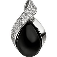 JOBO Kettenanhänger Anhänger mit Onyx und Zirkonia, 925 Silber silberfarben