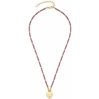 LEONARDO Kette mit Anhänger Halskette Herz, Anka, 023228, mit Granat, Kristallglas gelb|goldfarben|rot