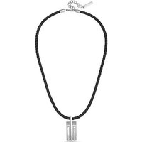 Police Edelstahlkette Gripcord Leder Schwarz Edelstahl schwarz