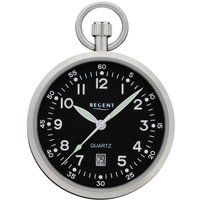 Regent Taschenuhr P777, (Set, 2-tlg., mit Kette), Quarzuhr, Herrenuhr, Datum, Mineralglas, analog silberfarben