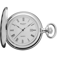 Regent Taschenuhr P737-19527740, (Set, 2-tlg., mit dazu passender Kette), Quarzuhr, Herrenuhr, Datum, Acrylglas silberfarben