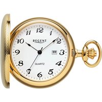 Regent Taschenuhr P740-19533049, (Set, 2-tlg., mit dazu passender Kette), Quarzuhr, Herrenuhr, Datum, Acrylglas goldfarben
