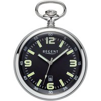 Regent Taschenuhr P742-19554246, (Set, 2-tlg., mit dazu passender Kette), Herrenuhr, Datum, Leuchtindizes (Zifferblatt) silberfarben