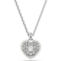 Swarovski Kette mit Anhänger Swarovski Hyperbola Anhänger, Herz, Weiß, Rhodiniert silberfarben