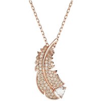 Swarovski Kette mit Anhänger NICE, FEDER, 5663483, mit Swarovski® Kristall, Swarovski® Zirkonia (synth) goldfarben
