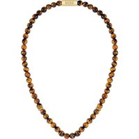 BOSS Edelstahlkette SPHERE, 1580663, mit Tigerauge braun|gelb|goldfarben
