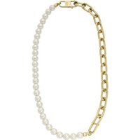 Fossil Collier Fossil Damen-Kette Edelstahl Kunstperle goldfarben