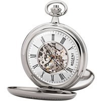 Regent Taschenuhr P704-19377740, (Set, 2-tlg., mit dazu passender Kette), Herrenuhr, Handaufzug, Acrylglas, skelettiertes Zifferblatt silberfarben