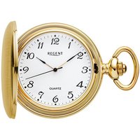Regent Taschenuhr P736, (Set, 2-tlg., mit dazu passender Kette), Quarzuhr, Herrenuhr, Acrylglas goldfarben