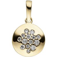 JOBO Kettenanhänger Anhänger mit 14 Zirkonia, 333 Gold gelb|goldfarben