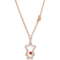 Emporio Armani Kette mit Anhänger Schmuck Geschenk Metall Halskette Teddy mit Herz, EGS3162221, mit Zirkonia (synth) goldfarben|rot