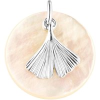 JOBO Kettenanhänger Ginkgo Ginko, 925 Silber mit Perlmutt-Scheibe 20 mm silberfarben