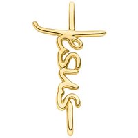JOBO Kettenanhänger Kreuz mit Jesus-Schriftzug, 375 Gold 20 mm gelb|goldfarben