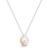 Unique Collier 585er Weißgold-Collier Tropfen 1 Diamant 0,015 ct. silberfarben