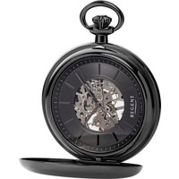 Regent Taschenuhr, (Set, 2-tlg., mit Kette), Herrenuhr, Handaufzug, Kette, offene Unruh schwarz