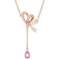 Swarovski Kette mit Anhänger Volta, Schleife, 5647569, mit Swarovski® Kristall goldfarben|rosa