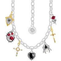THOMAS SABO Kette mit Anhänger True Romance, KE2298-167-7-L45, mit Zirkonia (synth), Saphir (synth) - mit Süßwasserzuchtperle silberfarben|rot|schwarz|goldfarben|gelb