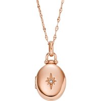 Fossil Collier Fossil Damen-Kette Edelstahl Glasstein goldfarben