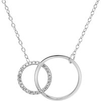 Unique Kettenanhänger Kette Kreise 925er Silber Zirkonia silberfarben