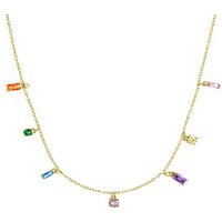 s.Oliver Kette mit Anhänger Regenbogen, 2035510, mit Zirkonia (synth) blau|rosa|lila|bunt|goldfarben|gelb|grün