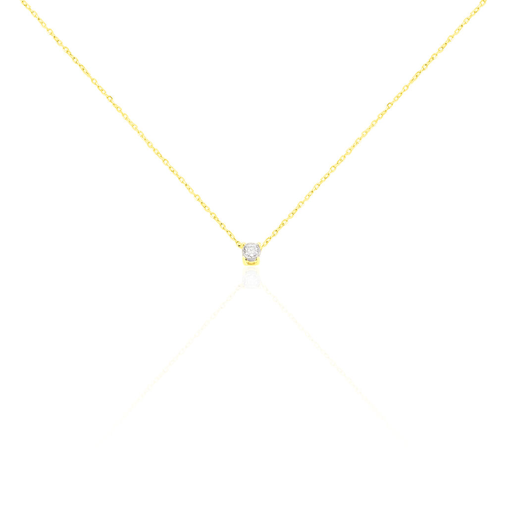 🦚 Damen Collier Gold 375 Diamant 0,08ct Illusion Pastille, Collier mit Stein