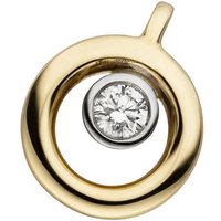 JOBO Kettenanhänger Anhänger mit Diamant, 585 Gold goldfarben|gelb