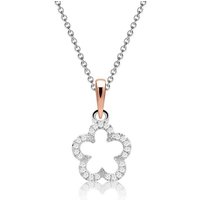 Unique Collier Funkelndes Diamantcollier Blüte 0,053 ct gesamt DN0032 silberfarben