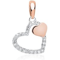 Unique Kettenanhänger Diamantanhänger Herz 585er Gold bicolor + Diamanten ca. 0,05ct. DP0206 rosa