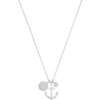 s.Oliver Silberkette für Damen, 925 Sterling Silber, Zirkonia synth., Anker (1-tlg., Kette mit Anhänger) silberfarben