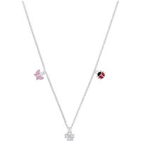 Prinzessin Lillifee Kette mit Anhänger Schmetterling/Kleeblatt/Marienkäfer, 2037943, mit Emaille - mit Zirkonia (synth) silberfarben|rosa|schwarz