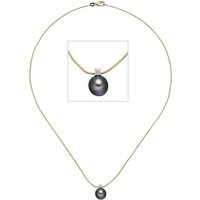 JOBO Kette mit Anhänger, 585 Gold mit Tahiti-Zuchtperle und Diamant 42 cm gelb|goldfarben