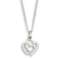 Xenox Damen Halskette mit Zirkonia Herzen Anhänger Collier 45cm Silber XS3418K