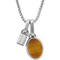 Fossil Collier Fossil Herren-Kette Edelstahl Tigerauge silberfarben