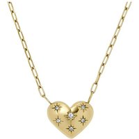 Fossil Collier Fossil Damen-Kette Edelstahl Glasstein goldfarben