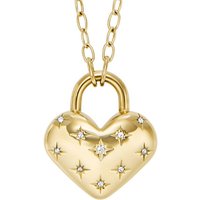 Fossil Collier Fossil Damen-Kette Edelstahl Glasstein goldfarben