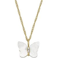 Fossil Kette mit Anhänger JF04424710 Halskette mit Anhänger Damen Wings Butterfly Perlmutt Gold