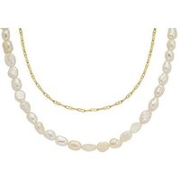 Fossil Perlenkette Halskette Heritage Pearl D-Link Edelstahl Gold-Ton JF04728710