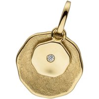 JOBO Kettenanhänger Anhänger eismatt, 585 Gold mit Diamant 0,01 ct. gelb|goldfarben
