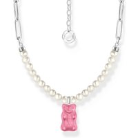 Thomas Sabo KE2207-082-9-L45V Gliederkette mit Perlen und pinkem Goldbären Anhänger 40-45 cm Damen