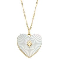 Fossil Kette mit Anhänger JF04430710 Halskette mit Anhänger Damen Locket Heart Perlmutt Gold-To