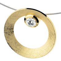 Ernstes Design Kettenanhänger Ernstes Design Anhänger Edelstahl gekratzt mit Zirkonia Ø 25 mm goldfarben