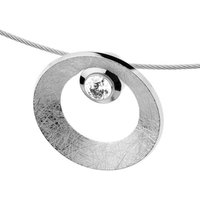 Ernstes Design Kettenanhänger Anhänger matt, gekratzt, poliert, mit Zirkonia, Ø 17 mm silberfarben
