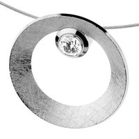 Ernstes Design Kettenanhänger Ernstes Design Anhänger Edelstahl gekratzt mit Zirkonia Ø 25 mm silberfarben