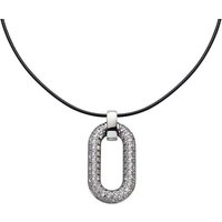 M&M Kette mit Anhänger Halskette mit Anhänger Oval mit Zirkonia-Steinen (1-tlg), "ModernGlam", deutsche Qualität, inkl. edles Schmucketui schwarz|silberfarben