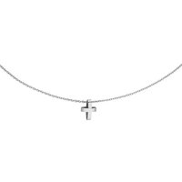 M&M Kette mit Anhänger Halskette Damen silber mit Kreuz-Anhänger (1-tlg), "Fine Line", deutsche Qualität, inkl. edles Schmucketui silberfarben