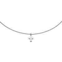 M&M Kette mit Anhänger Halskette Damen silber mit Kreuz-Anhänger (1-tlg), deutsche Qualität, inkl. edles Schmucketui silberfarben
