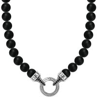 THOMAS SABO Kette ohne Anhänger Bead Necklace Obsidian, Beadskette, KE2323-705-11-L60, mit Zirkonia (synth), Obsidian schwarz|silberfarben