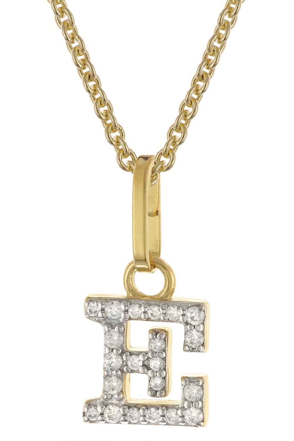 trendor 28266-E Damen-Kette mit Buchstabe E Anhänger 925 Silber Vergoldet