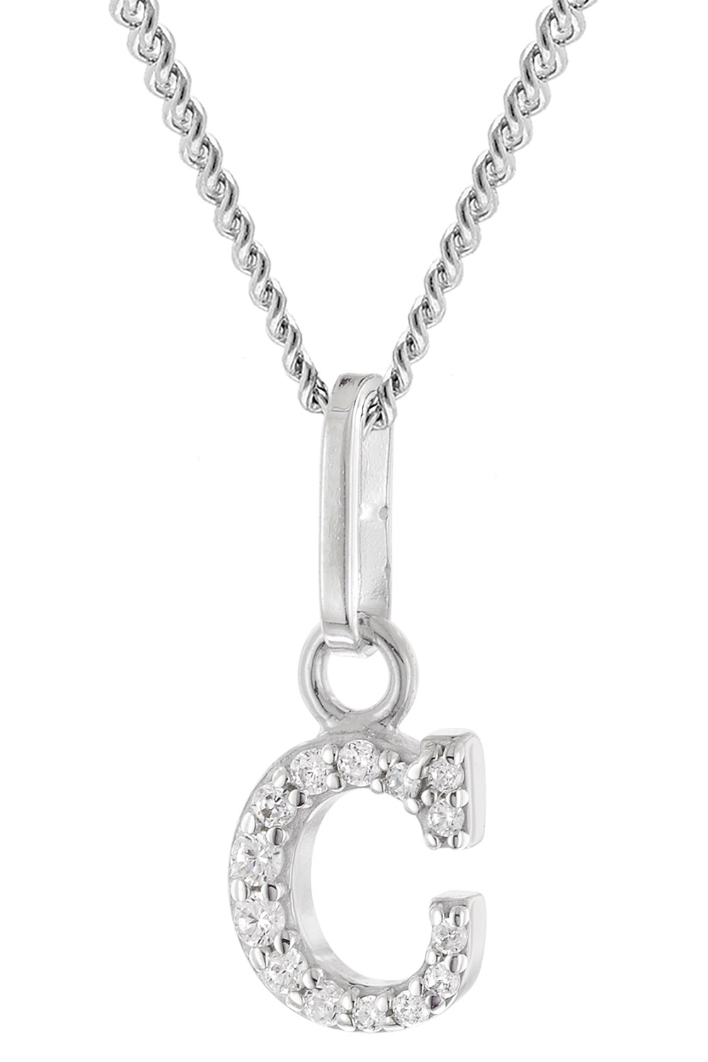 trendor 28240-C Damen-Kette mit Buchstabe C Anhänger 925 Silber Rhodiniert