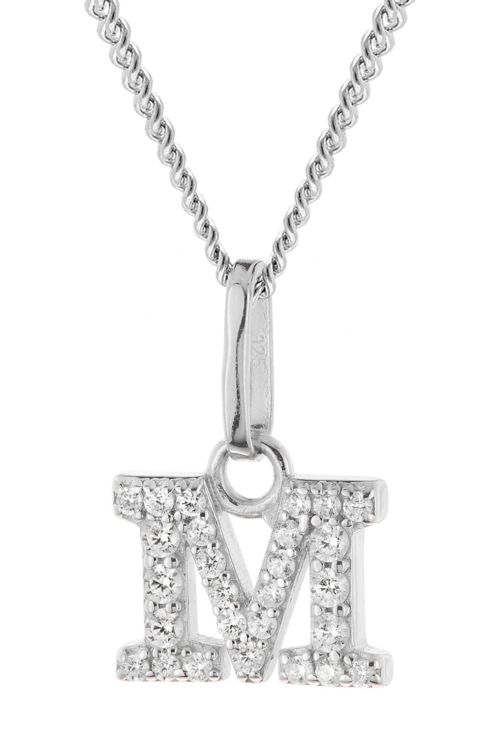 trendor 28240-M Damen-Kette mit Buchstabe M Anhänger 925 Silber Rhodiniert